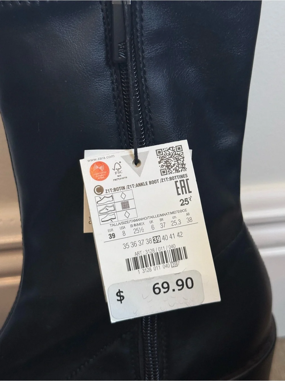Zara Black Chunky Platform Ankle Boots NWT